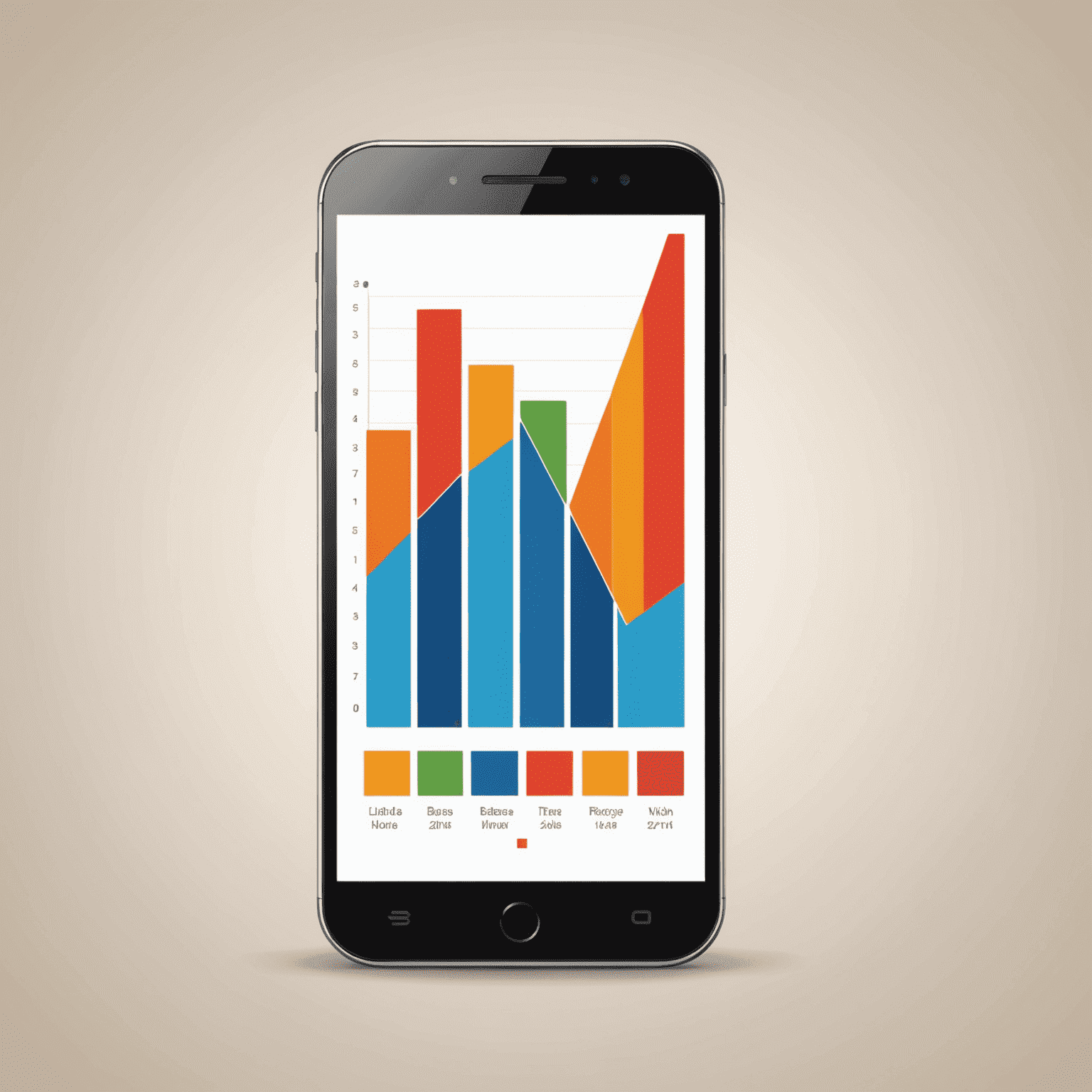 Illustration of a smartphone with ascending bar graph, representing mobile balance increase